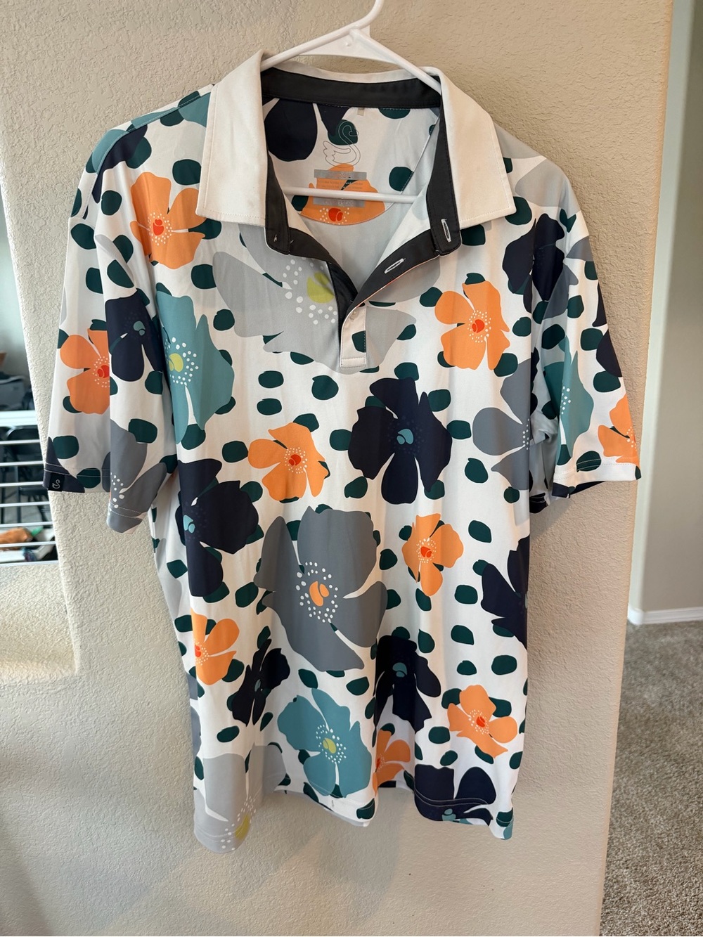 Swannies Golf Men’s Floral Performance Polo – Size Large